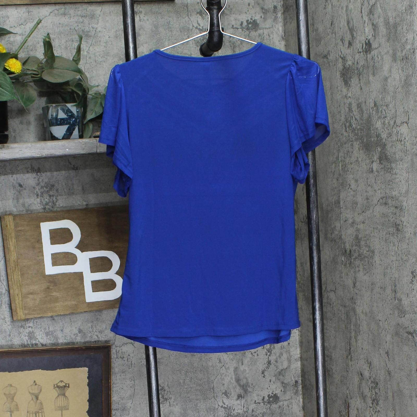 Other Nwt Ny Collection Flutter Sleeve Top Surf The Web Blue Pm Size M / US 6-8 / IT 42-44 - 2 Thumbnail
