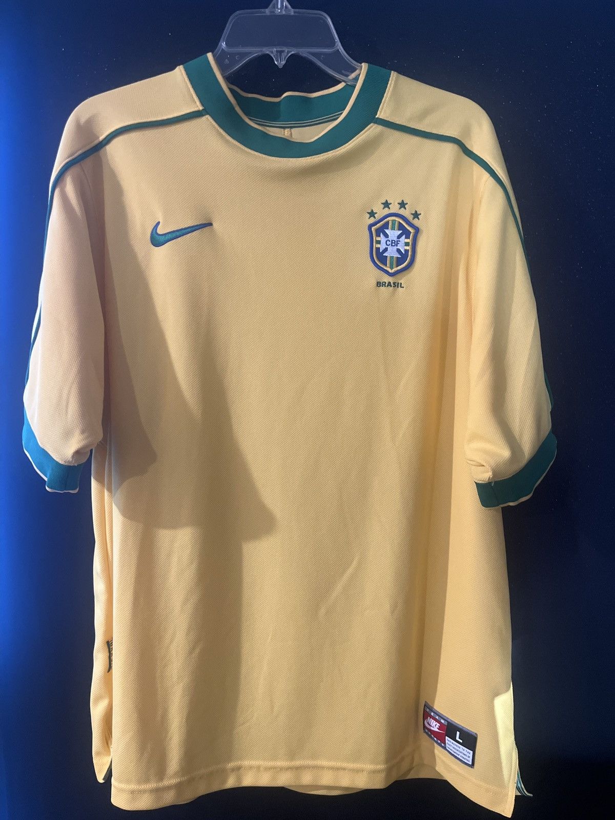 Brazil Brasil 98 Soccer Football Jersey, Yellow, Large