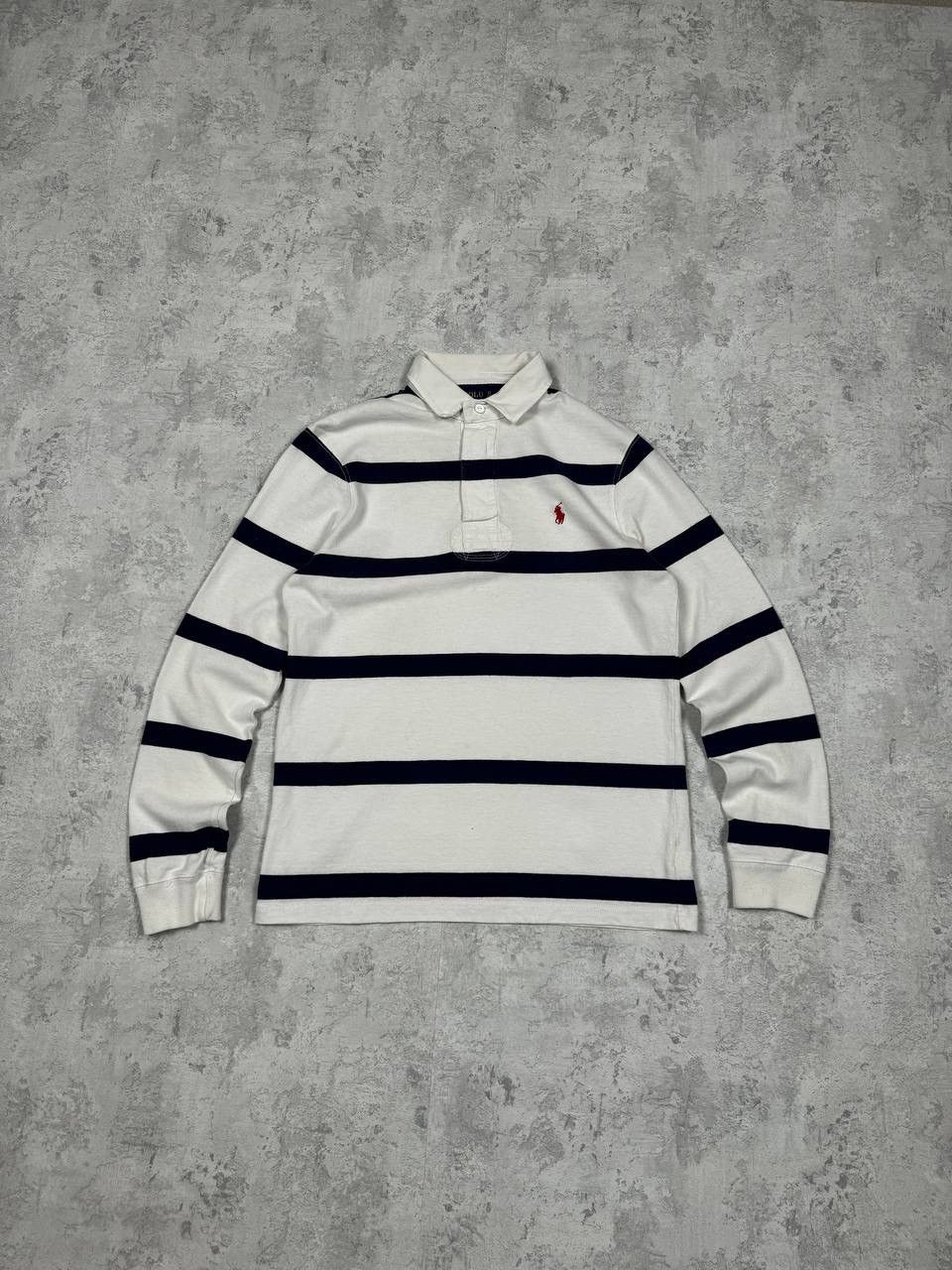 Polo Ralph Lauren White Polo Ralph Lauren Striped Rugby Longsleeve Size S Size US S / EU 44-46 / 1 - 1 Thumbnail