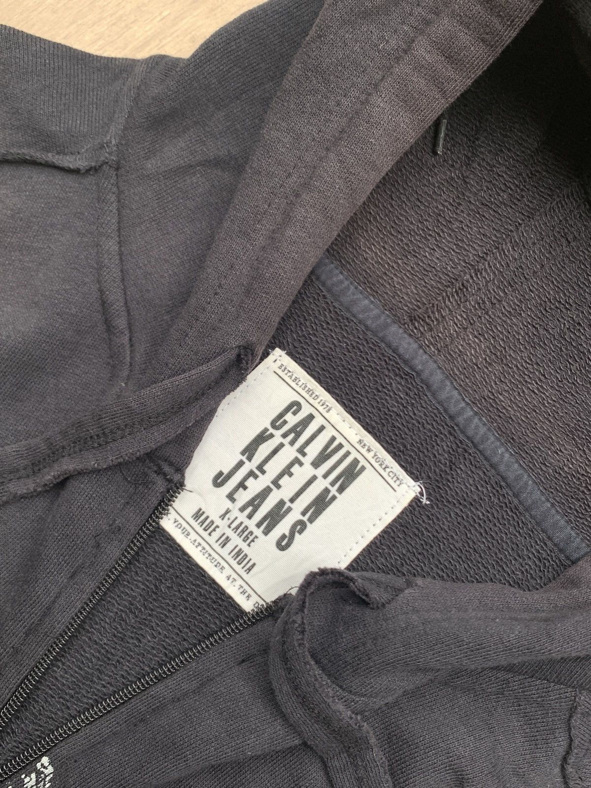 Vintage Thrashed Distressed & Faded Hoodie Calvin Klein zip Grunge Size US XL / EU 56 / 4 - 6 Thumbnail