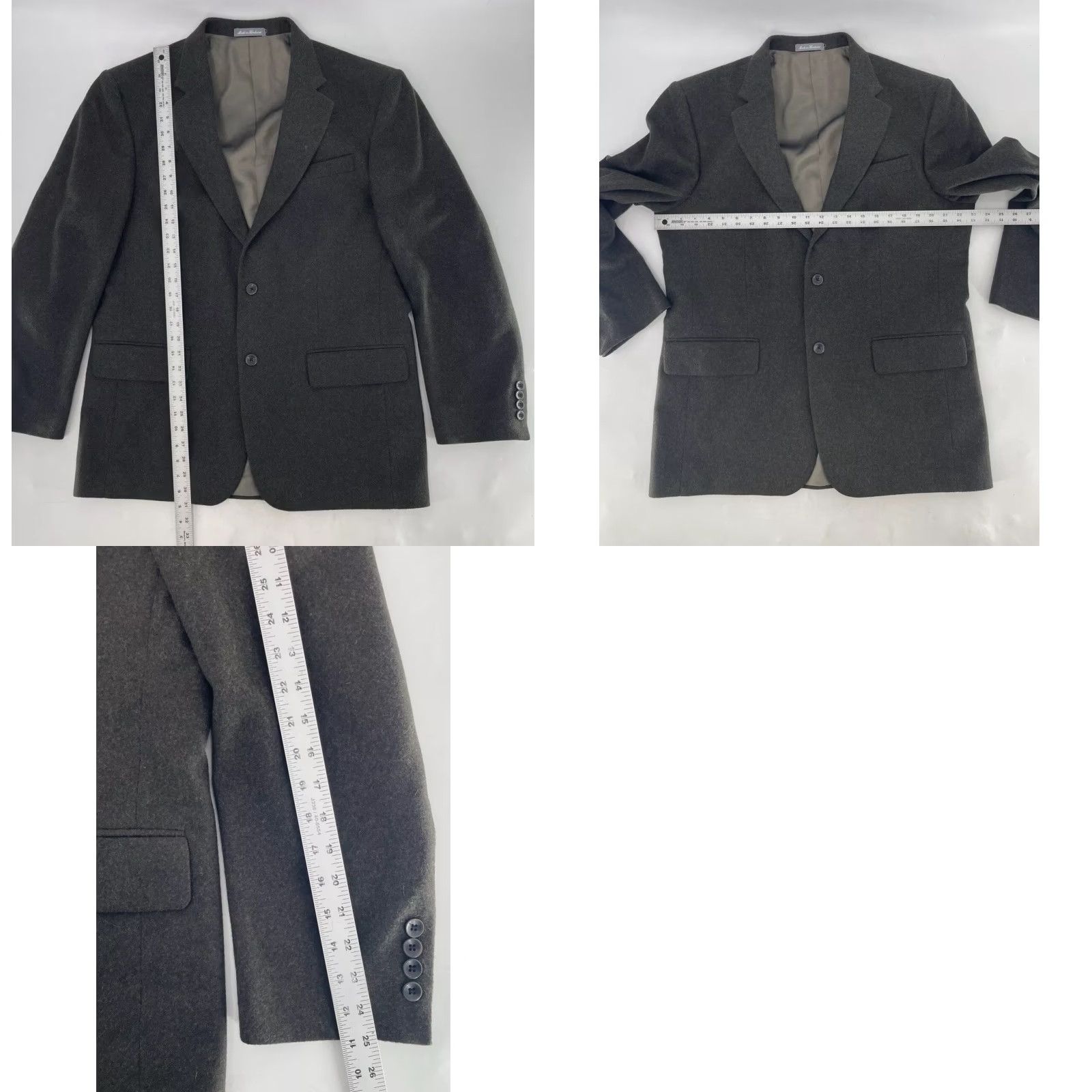 Oscar De La Renta Oscar de la Renta Blazer Jacket Single-Breasted Two-Button Wool Cashmere Men 42R Muted Brown Gray Regular Office Career Designer Professional Formal Size 42R - 8 Thumbnail