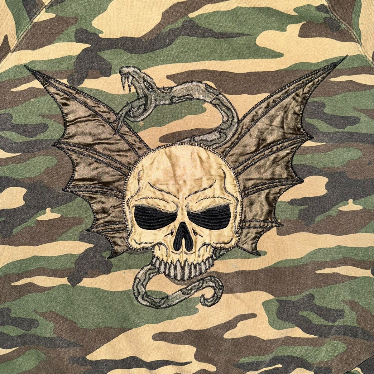 Dragonfly 1990s Archive Gothic/Emo Waffle Lined Camo Zip Up Hoodie Size US XL / EU 56 / 4 - 6 Thumbnail
