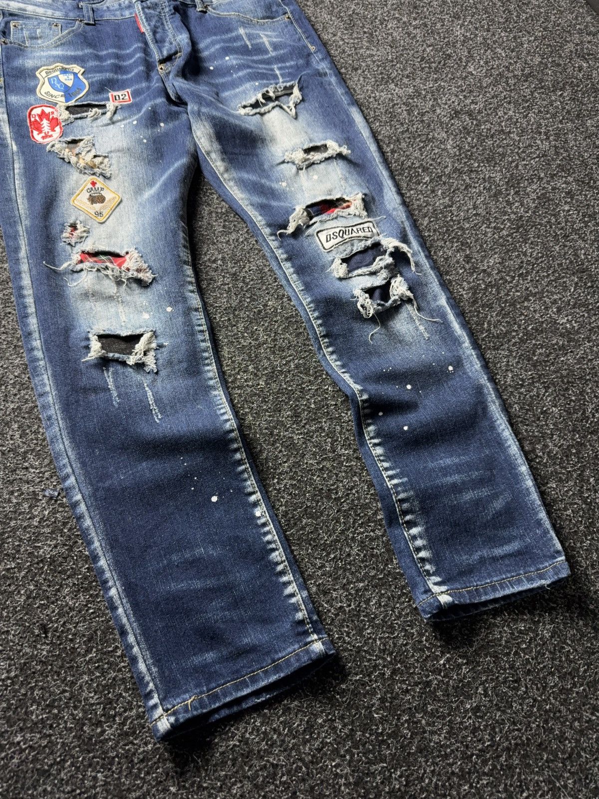 Dsquared2 Retro Y2K 00s Dsquared2 Distressed Patchwork Jeans 54 Italy Size US 36 / EU 52 - 5 Thumbnail
