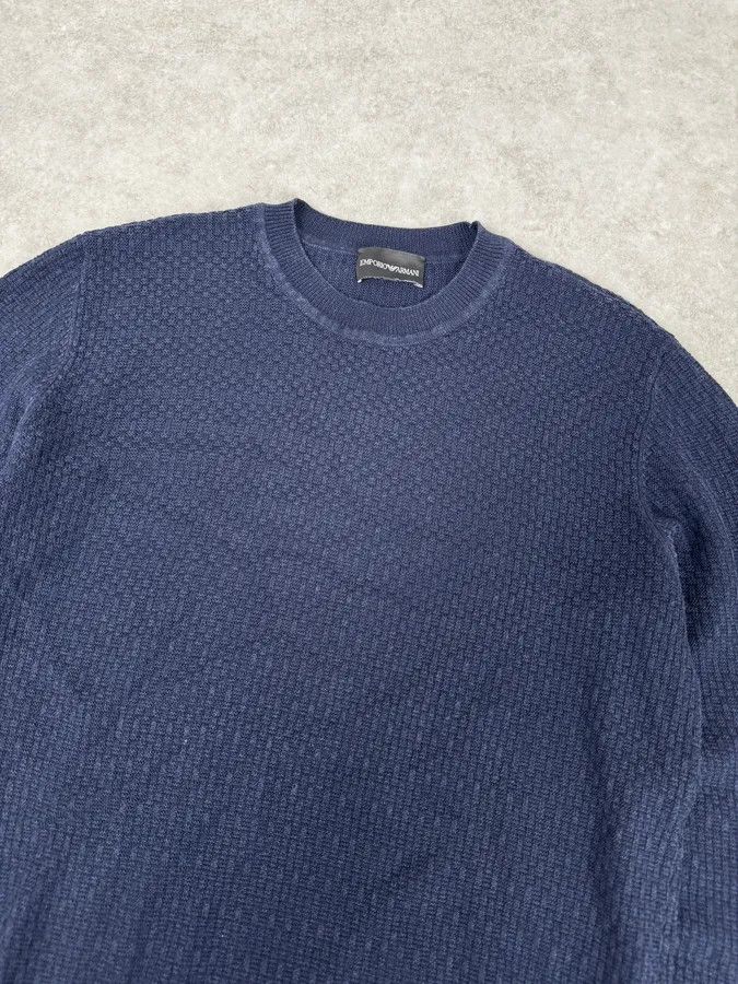 Emporio Armani AW2021 Emporio Armani Navy Textured Wool Sweater Size US S / EU 44-46 / 1 - 5 Thumbnail