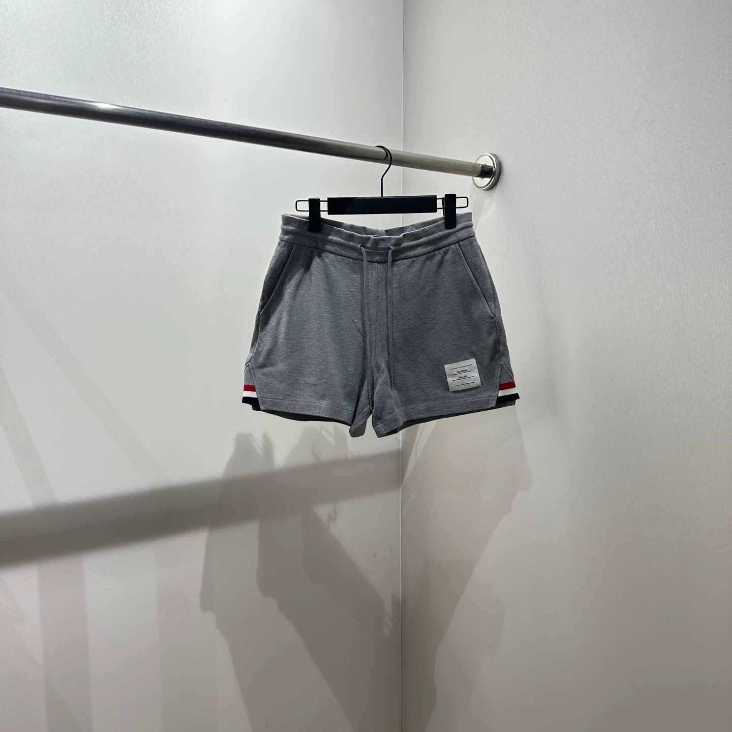 ThomBrowne Gray High-Waisted Drawstring Shorts