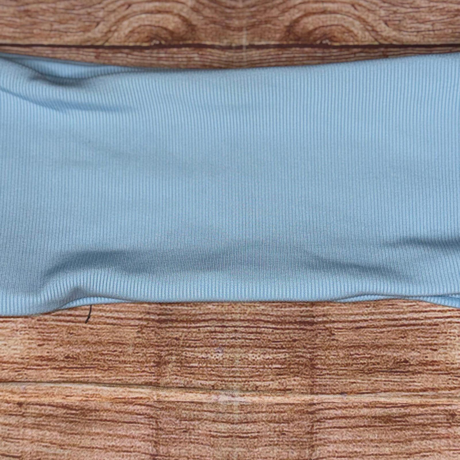 Shein SHEIN Medium Light Blue Ribbed Bandeau Bikini Top Size ONE SIZE - 2 Thumbnail