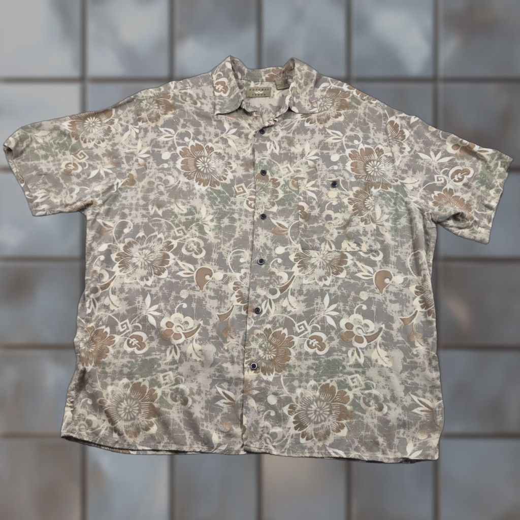 ALOHAS VINTAGE is not applicable; produce title: Natural Issue Button Up Shirt Mens Large Beige Hawaiian Aloha Floral Rayon Shirt Size US L / EU 52-54 / 3 - 1 Thumbnail