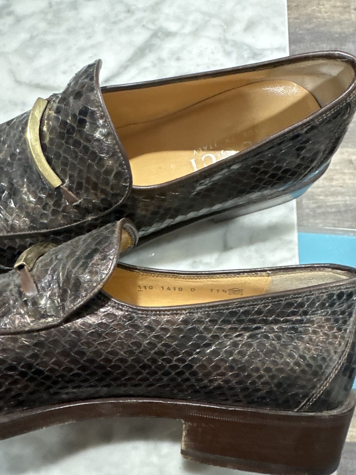 Gucci Gucci Runway Vintage Python Skin Loafers- Brown Iridescent Size US 11.5 / EU 44-45 - 7 Thumbnail