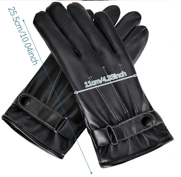 Other Winter PU Leather Black Gloves Warm Mittens Outdoor Sports Size ONE SIZE - 3 Thumbnail