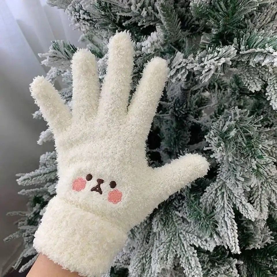 Other Cartoon Bear Full Finger Mittens Soft Fluffy Gloves Size ONE SIZE - 1 Thumbnail