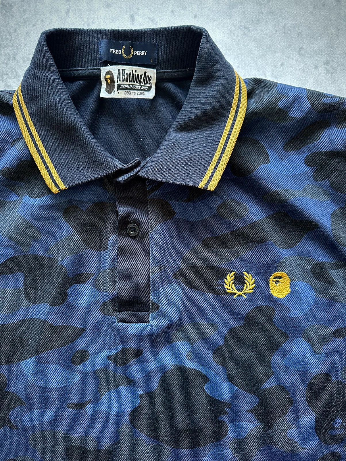 Bape × Fred Perry Bape x Fred Perry Polo black/blue camouflage Size US L / EU 52-54 / 3 - 4 Thumbnail