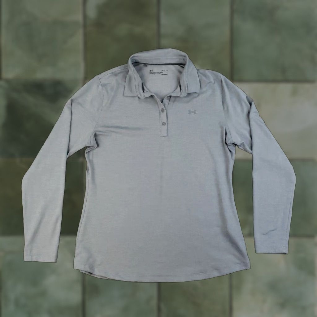 Under Armour Under Armour Polo Shirt Women L Gray Polo Shirt Women L Gray Casual All Seasons Stretch Breathable 2000s Sportswear Mens? Size L / US 10 / IT 46 - 1 Thumbnail