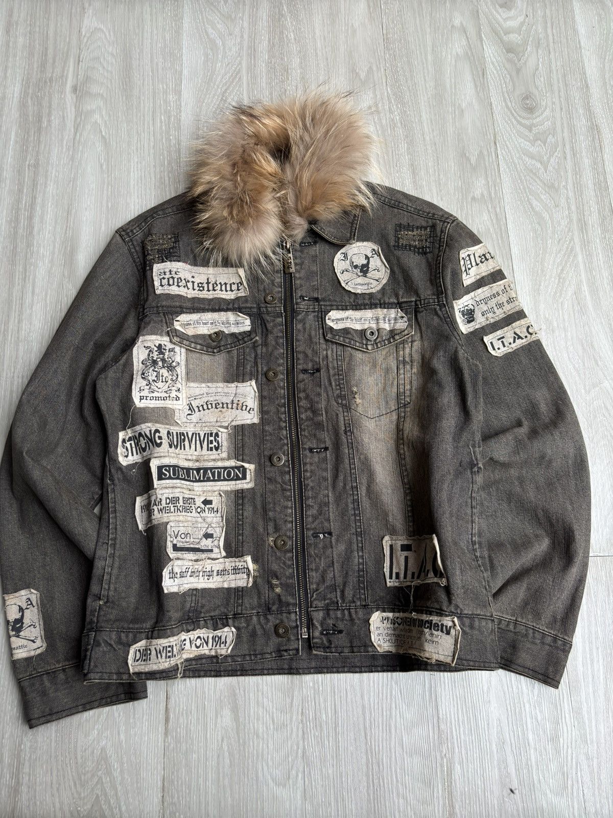 IN THE ATTIC fur denim jacket