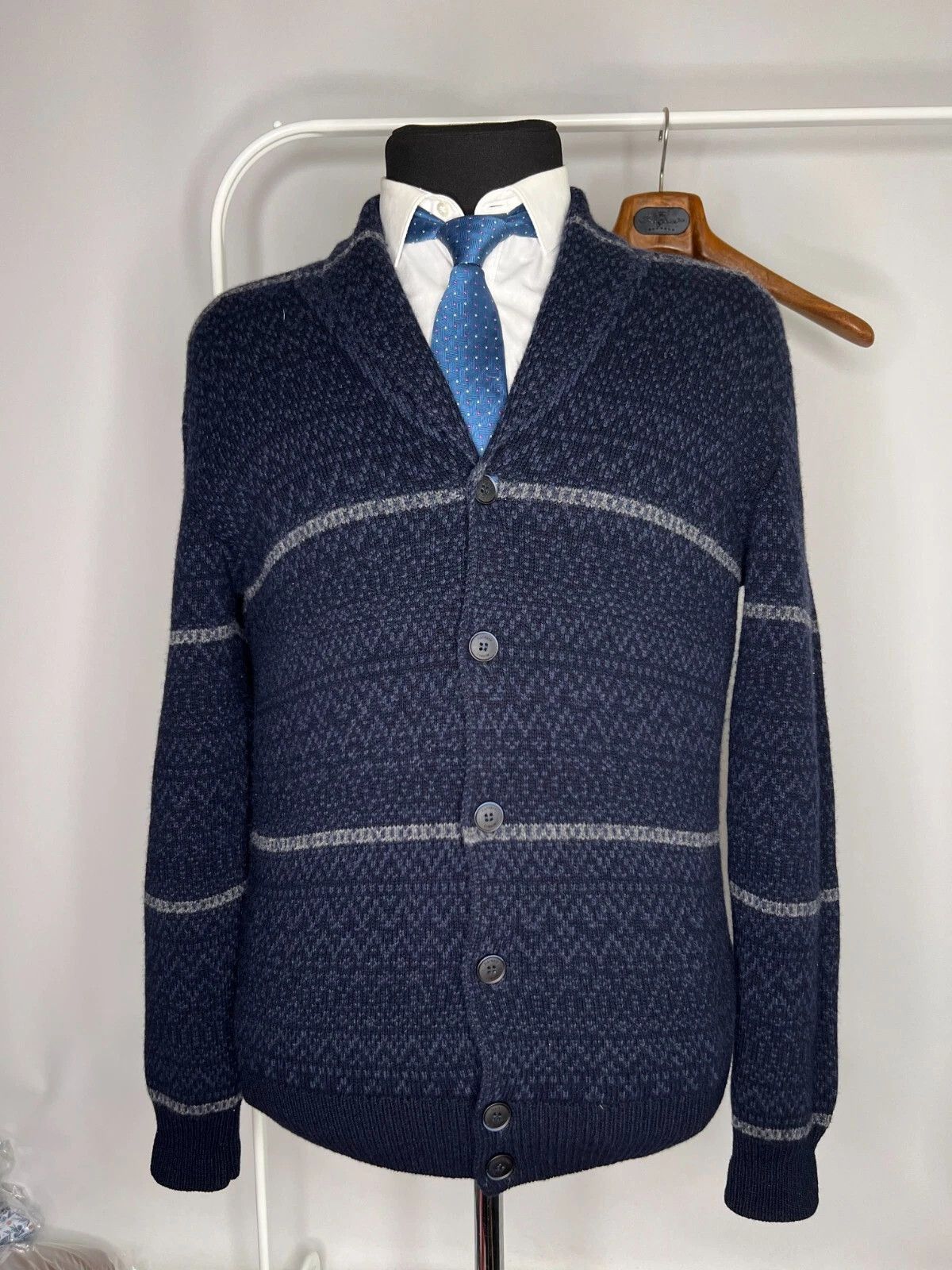 Hackett Hackett London Merino Cashmere Fair Isle Shawl Cardigan Size US L / EU 52-54 / 3 - 1 Thumbnail