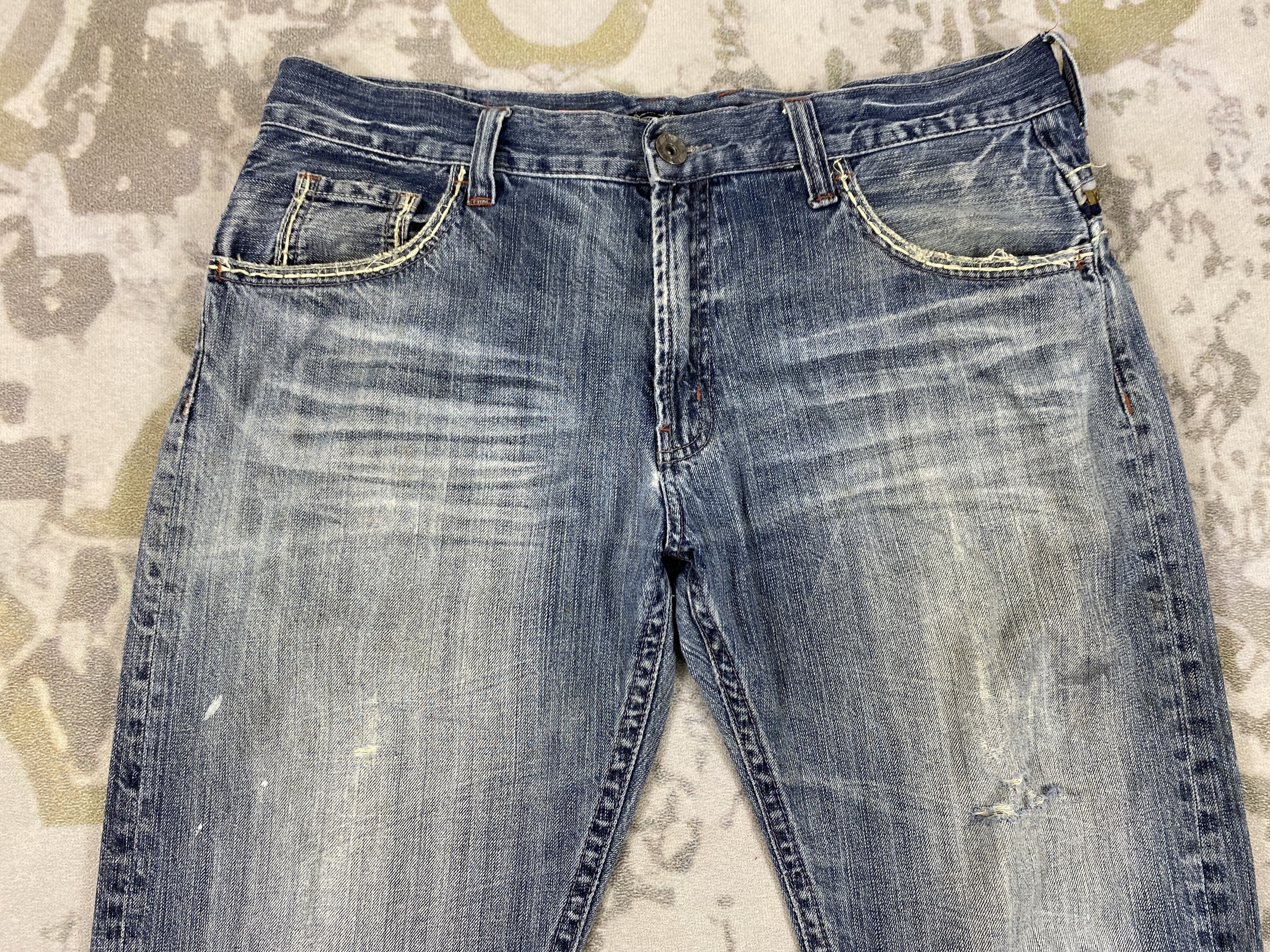 If Six Was Nine Distressed Blue Vintage Oririn 37x31.5 Denim- JN3640 Size US 37 - 3 Thumbnail