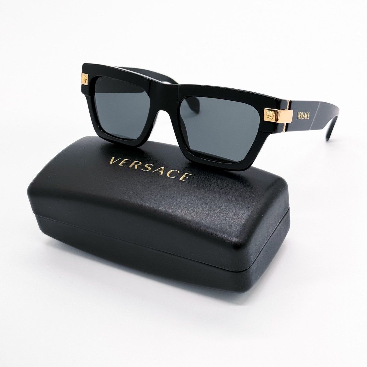 image of New Versace Mod 4464 Gb1/87 Black Ve4464 Gb187 Sunglasses, Men's