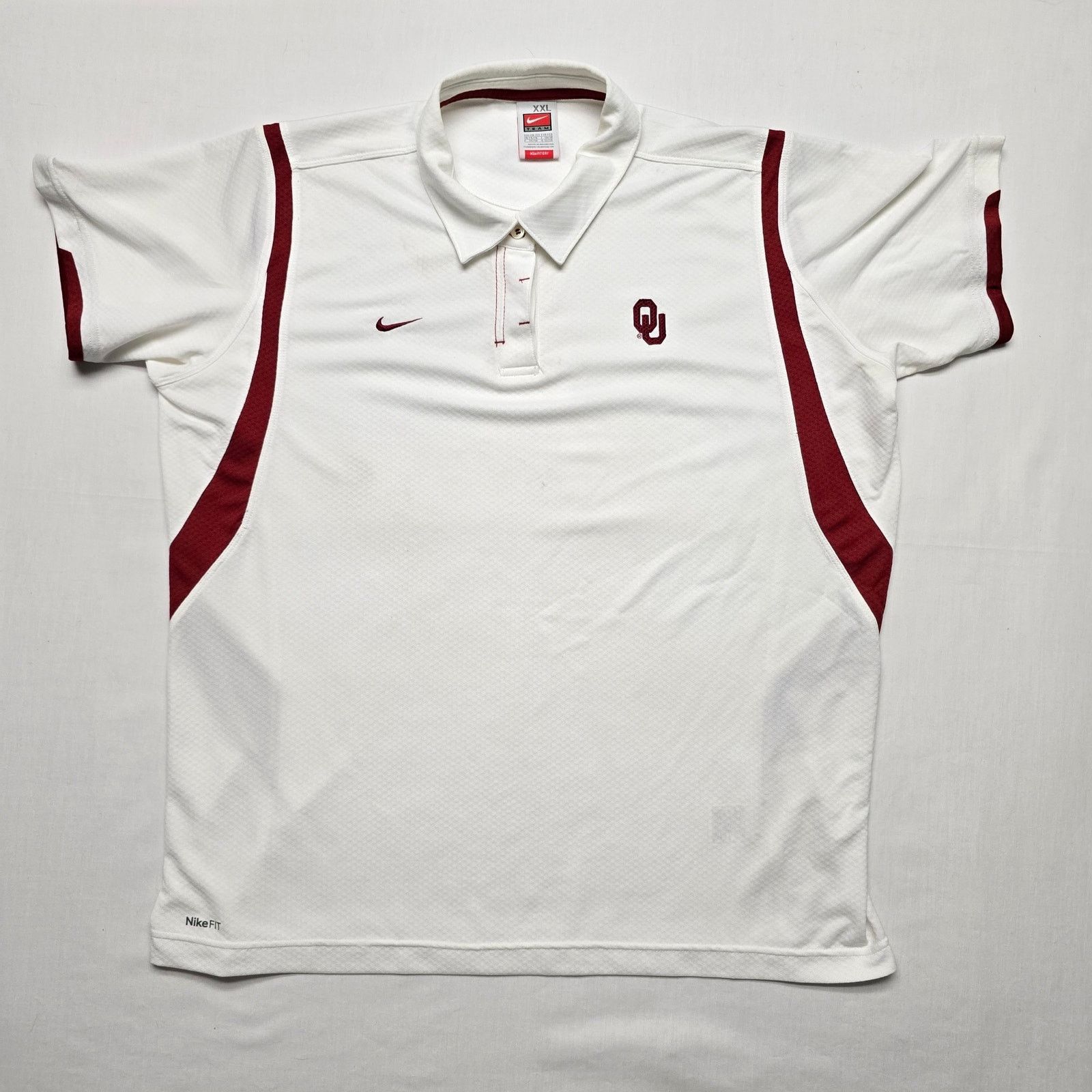 Nike Nike Oklahoma Sooners Polo Shirt Fit Dry White OU Oklahoma Size US XXL / EU 58 / 5 - 1 Thumbnail