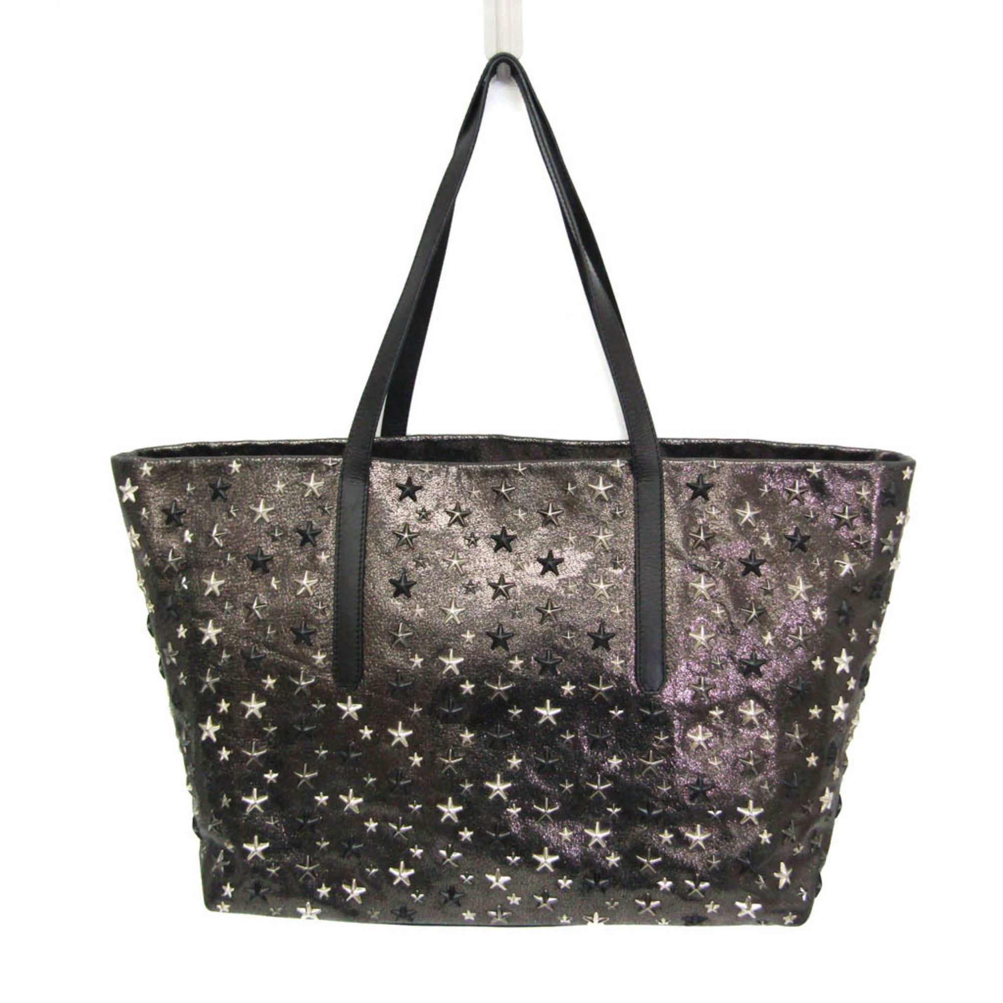 Jimmy Choo Jimmy Choo Pimlico Men,Women Leather Tote Bag Metallic Black Size ONE SIZE - 1 Thumbnail