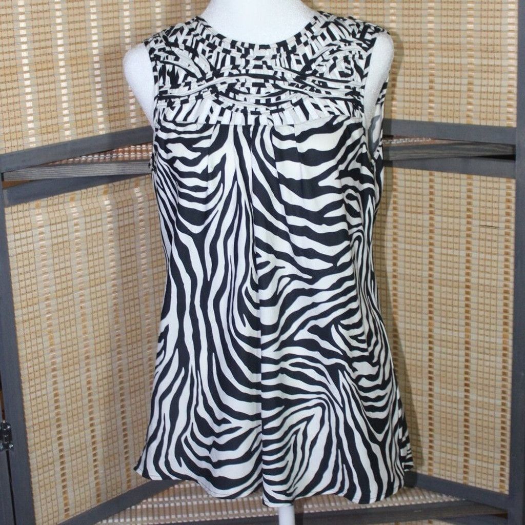 Banana Republic Banana Republic Black&White Zebra Striped Sleeveless Blouse Size L / US 10 / IT 46 - 1 Thumbnail