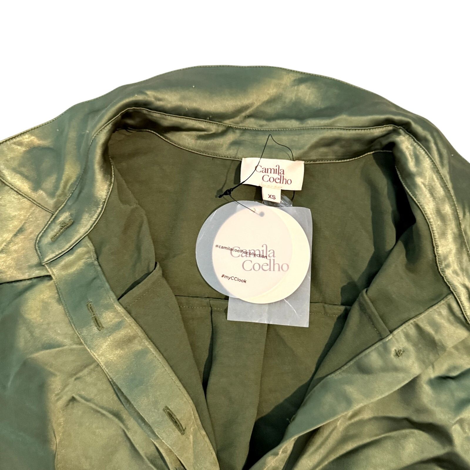 Camila Coelho Camila Coelho Priscilla Mini Dress in Sage, Size XS Size XS / US 0-2 / IT 36-38 - 4 Thumbnail