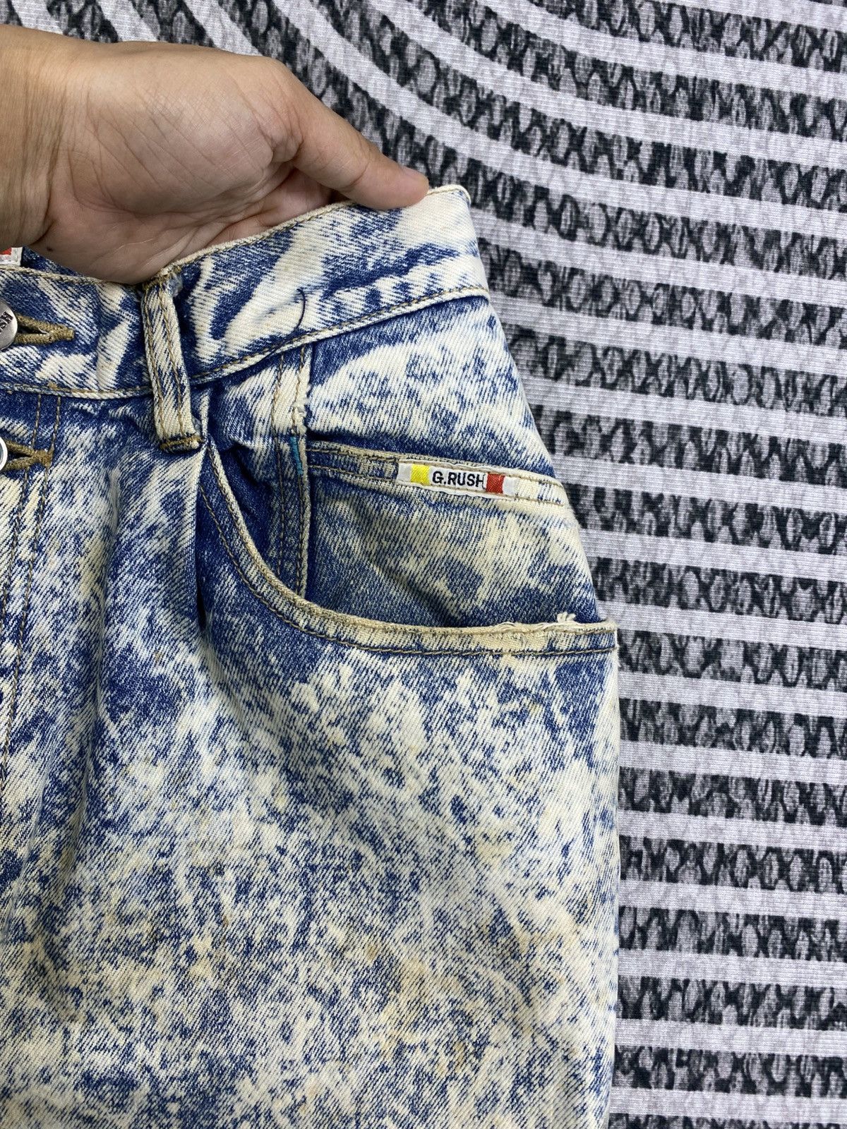 Japanese Brand Vintage Gold Rush Blue Washed Stain Jeans Size US 26 / EU 42 - 12 Thumbnail