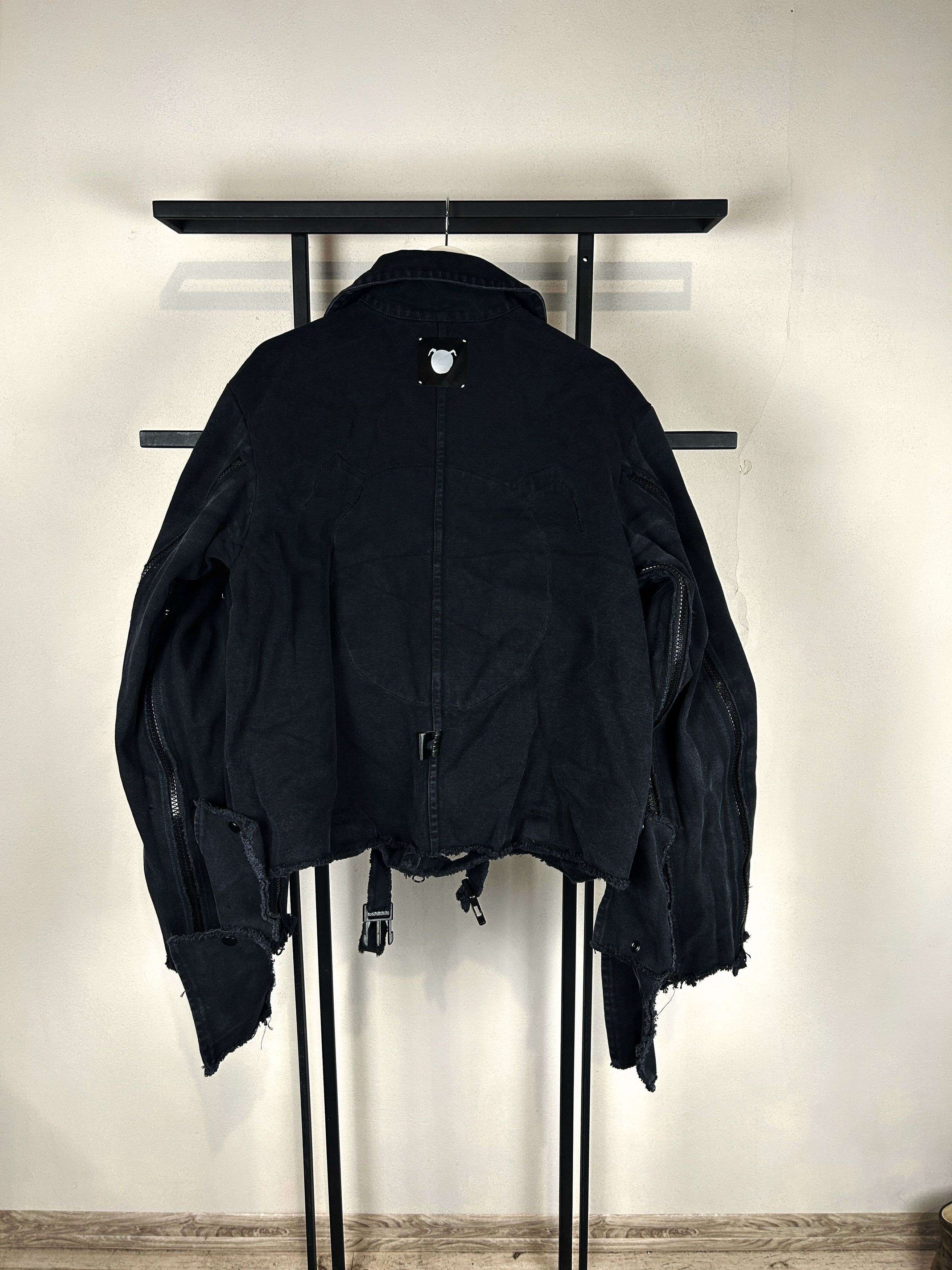 Yohji Yamamoto Distressed Black Cropped Jacket Zip Sleeve Grunge Punk Y2K Size US XL / EU 56 / 4 - 13 Thumbnail
