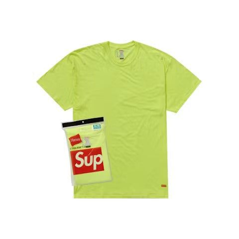 Supreme Hanes Tagless Tees (2 Pack) Flourescent Yellow Size US L / EU 52-54 / 3 - 1 Preview