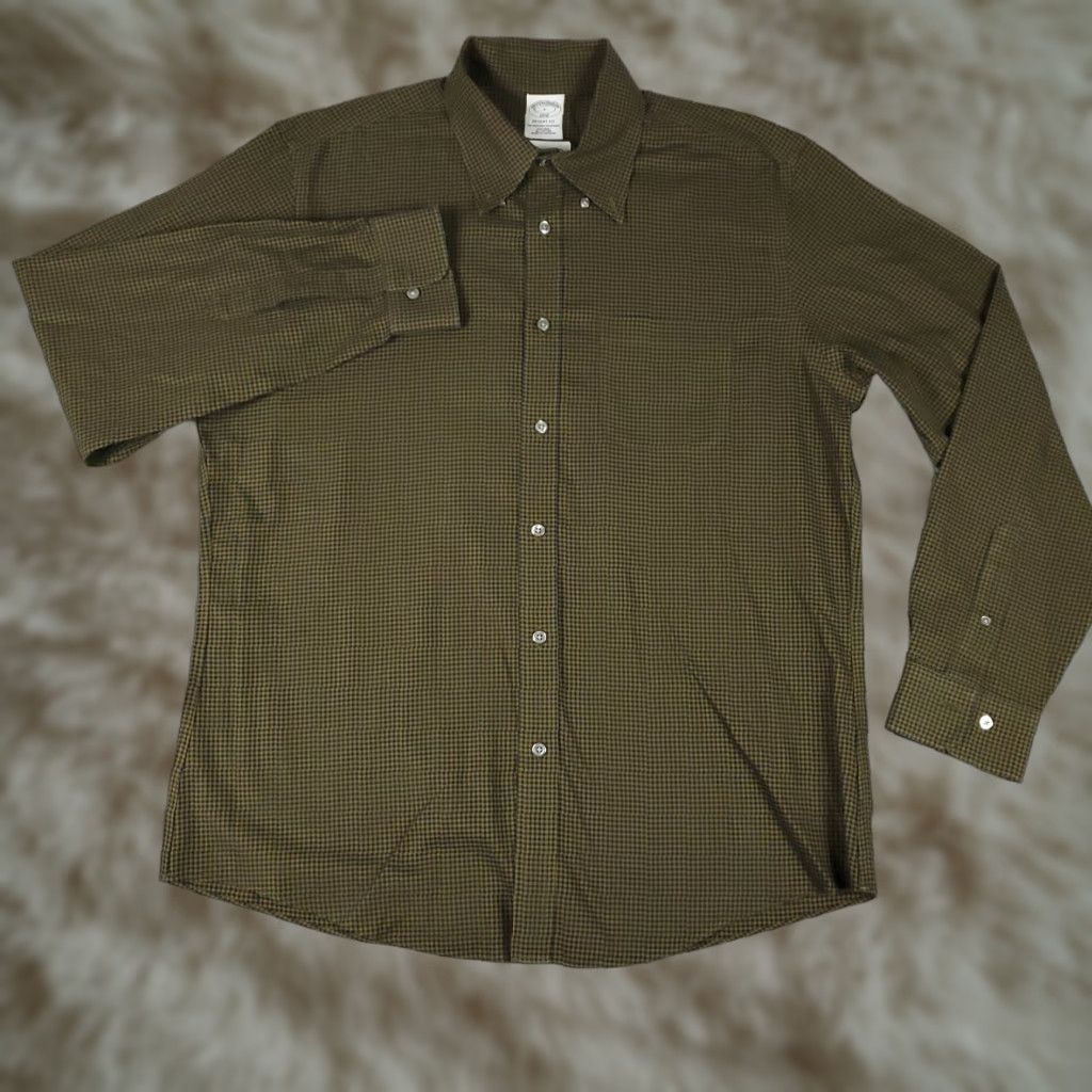 Brooks Brothers Brooks Brothers Shirt Mens Large Beige Blue Check Regent Button Up Long Sleeve Size US L / EU 52-54 / 3 - 1 Thumbnail
