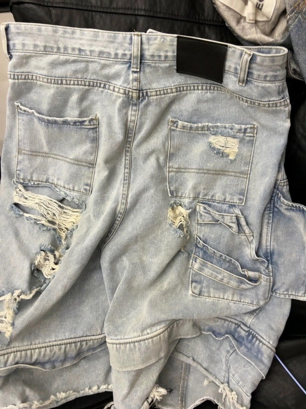 Jean Light Blue Distressed Ripped Double Waist Jorts Size US 34 / EU 50 - 6 Thumbnail