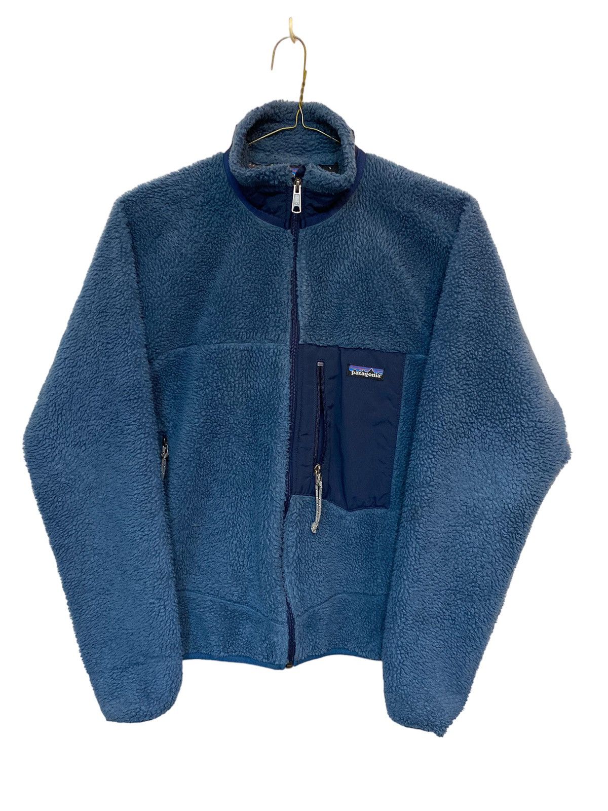 Image of Made In USA x Patagonia Vintage Patagonia Deep Pile Retro X Blue Fleece Jacket, Men's (Size Small)