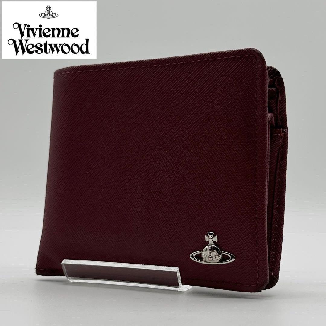 image of Vivienne Westwood Orbit Logo Wallet in Burgundy, Men's