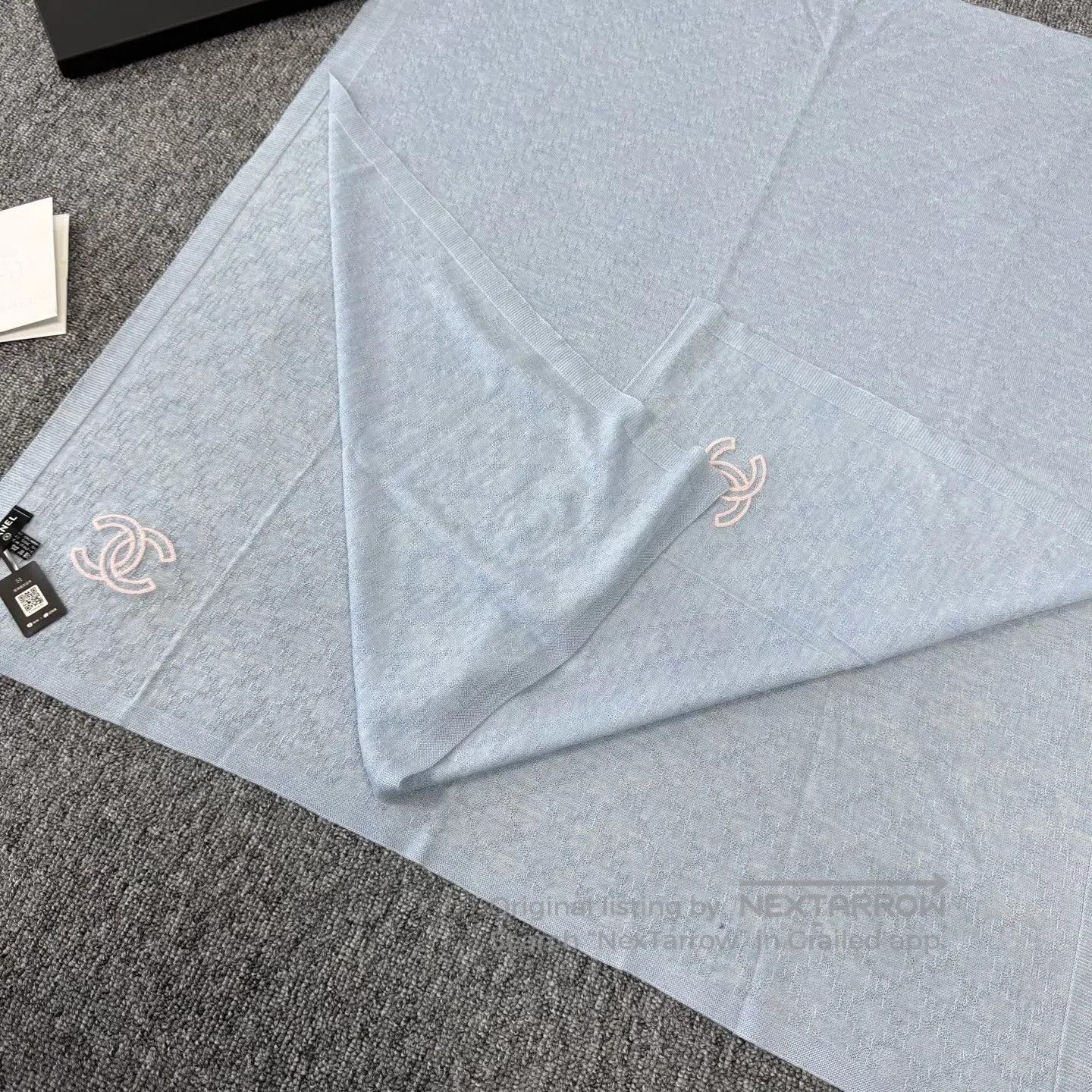Chanel Chanel Smog Blue Double-C Silk Cashmere Scarf| Size ONE SIZE - 3 Thumbnail