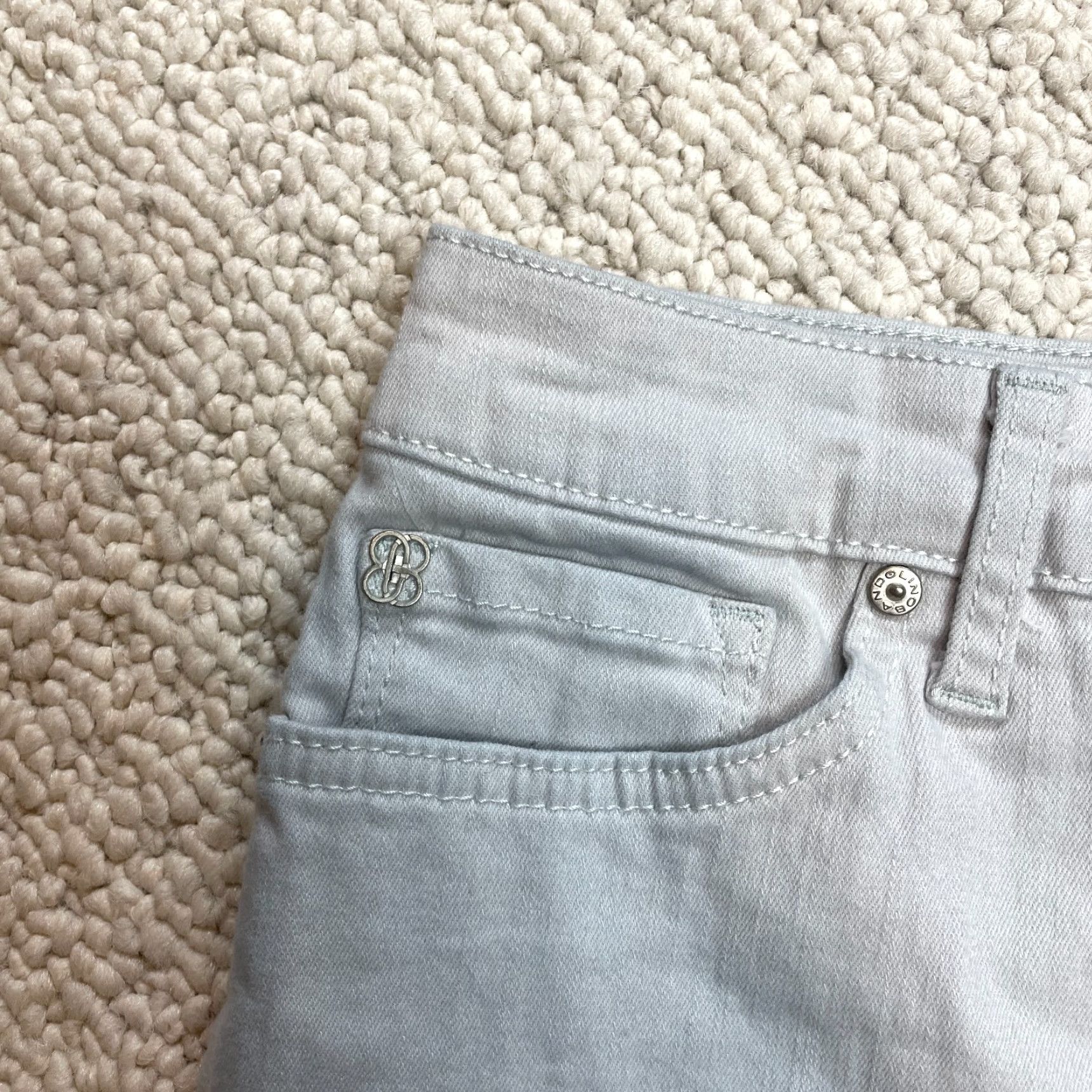 Vintage Bandolino Jeans Womens 12S Short Gray Mandie Flat Front Straight Leg High Rise Size 34" / US 12 / IT 48 - 6 Thumbnail