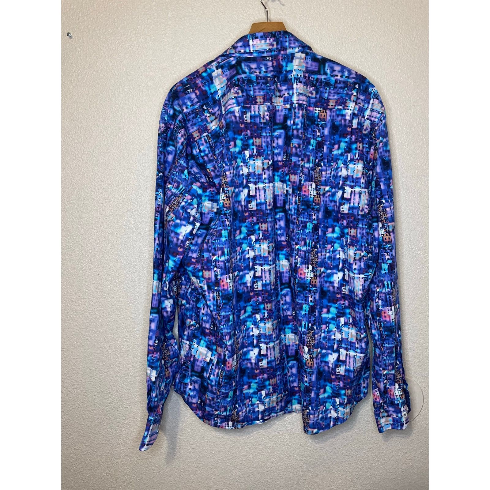 BUGATCHI Bugatchi Shaped Fit Cotton Abstract Purple Button Up XXL Size US XXL / EU 58 / 5 - 2 Thumbnail