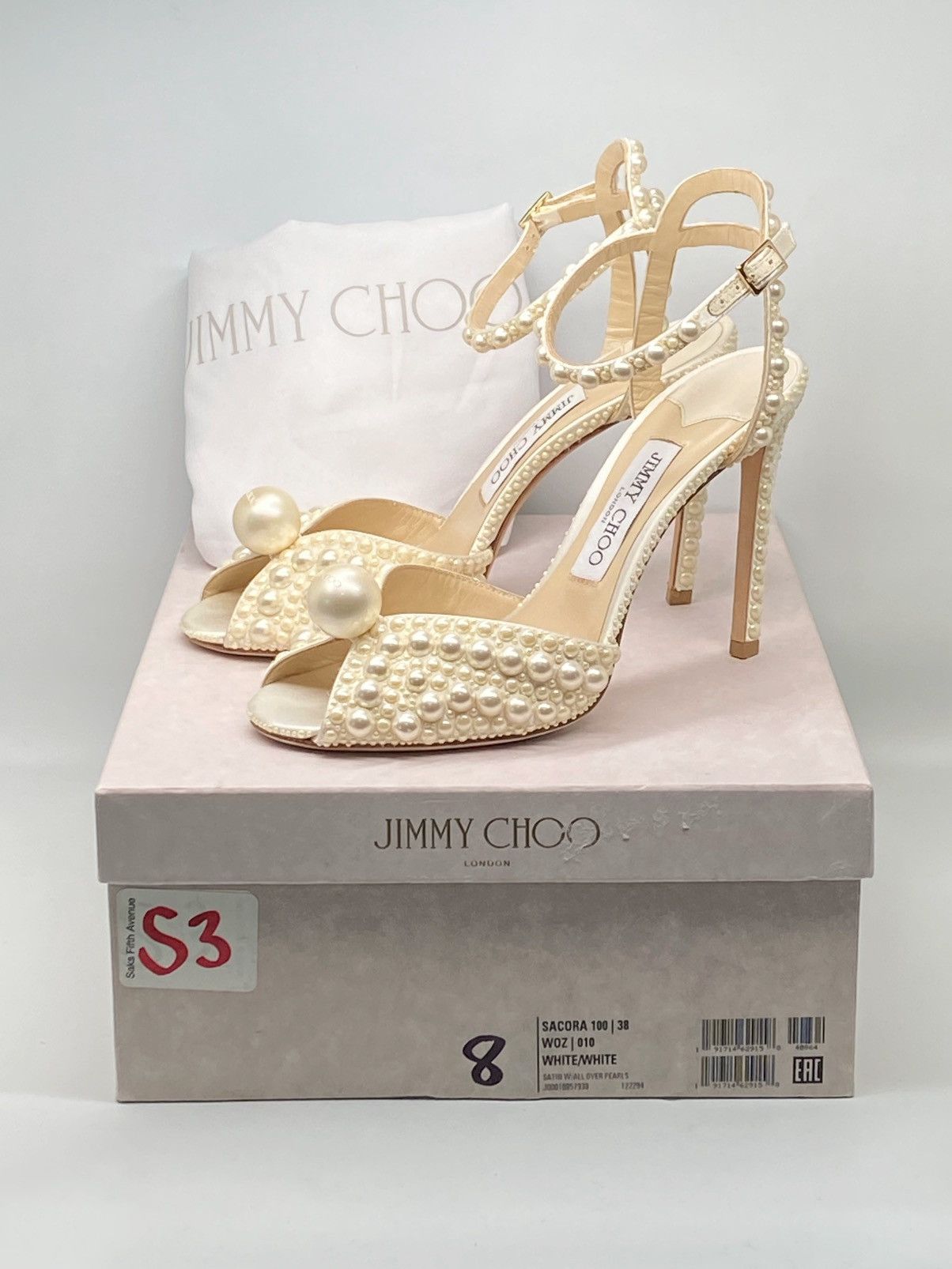 Jimmy Choo Jimmy Choo Sacora 100MM Pearl-Embellished Sandals size 38 Size US 8 / IT 38 - 15 Thumbnail