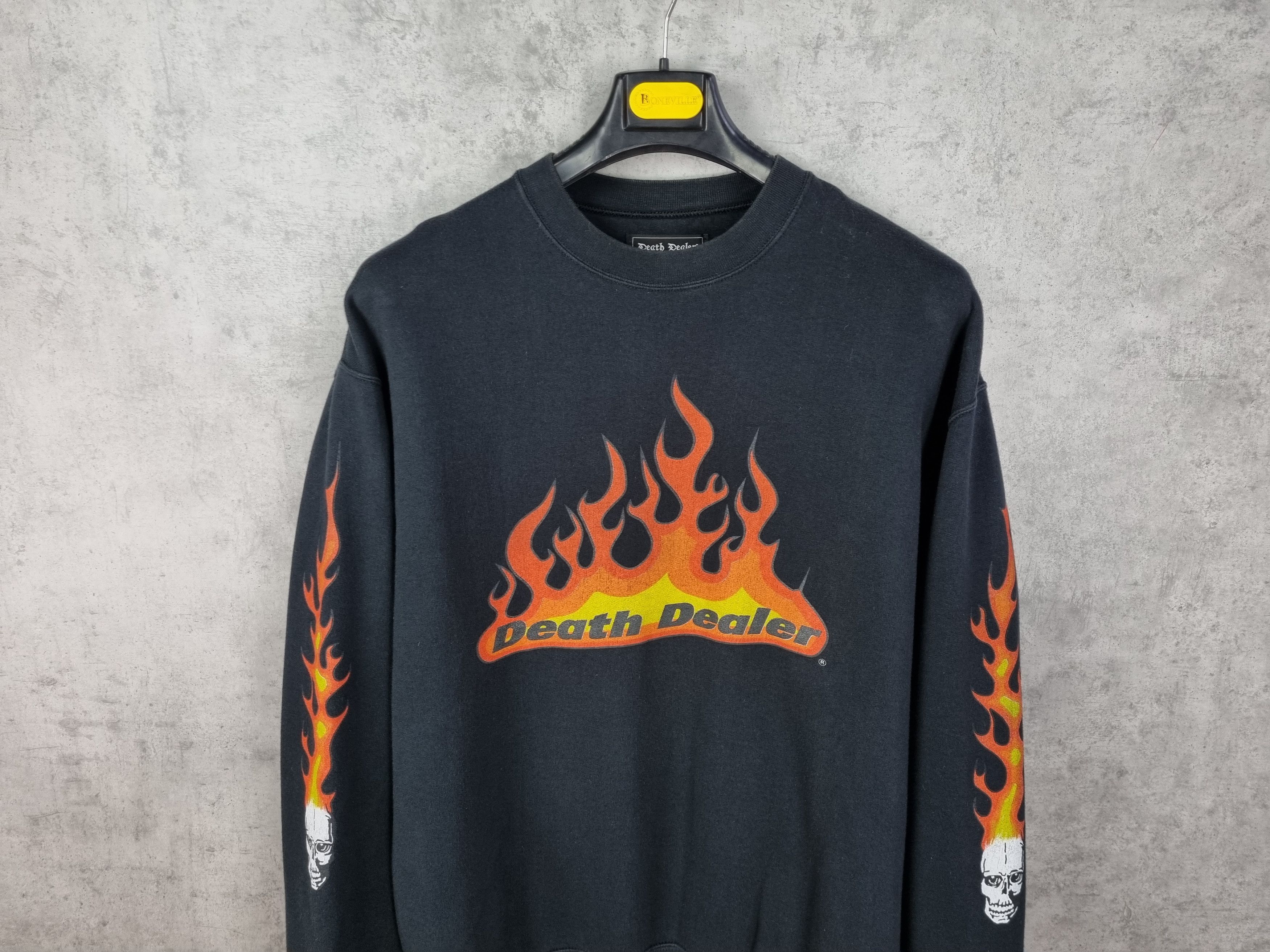 Vintage Death Dealer Flames Fire Sweatshirt Thrasher style