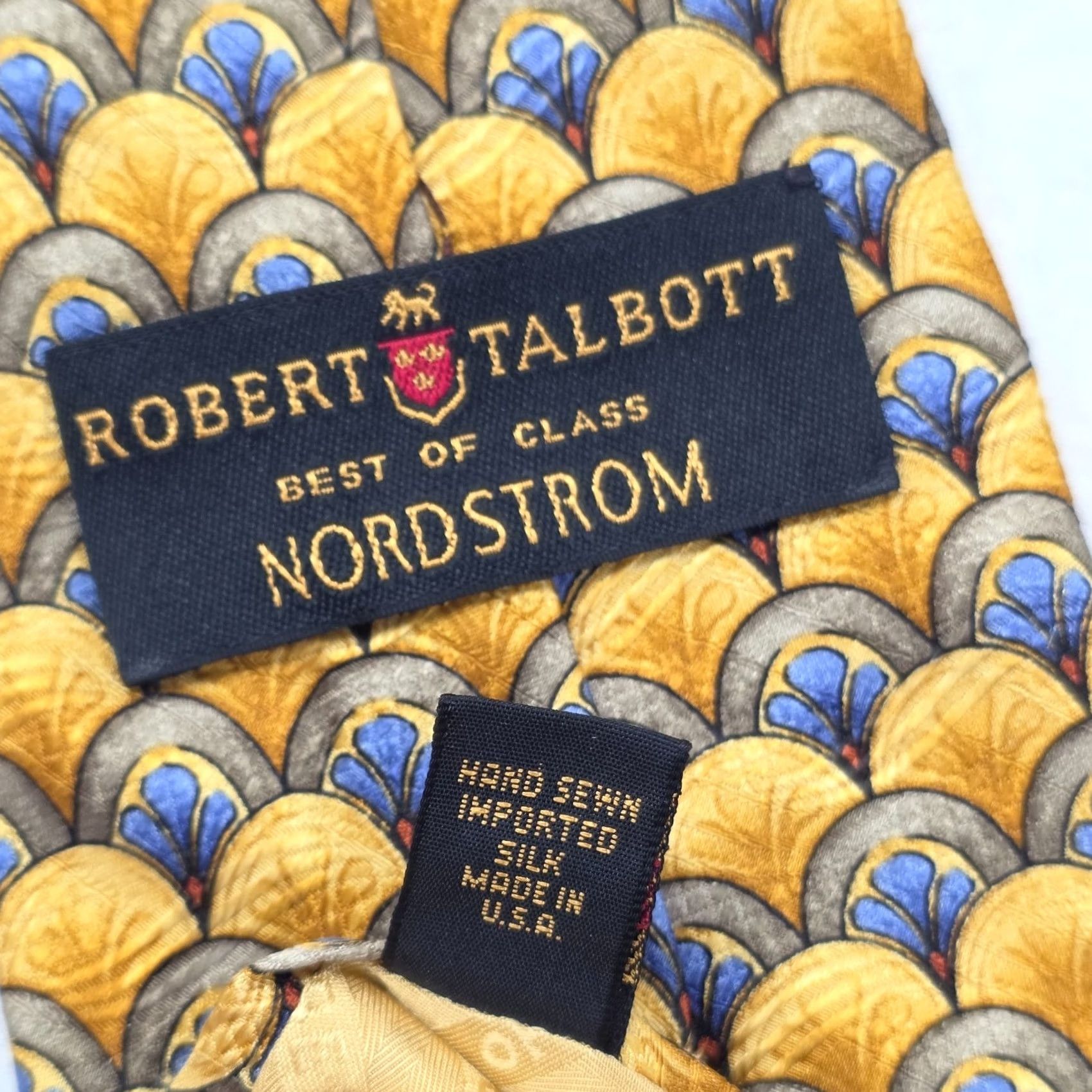 Robert Talbott Robert Talbott Best of Class Silk Necktie Mens Gold Geometric USA Nordstrom Tie Size ONE SIZE - 4 Thumbnail