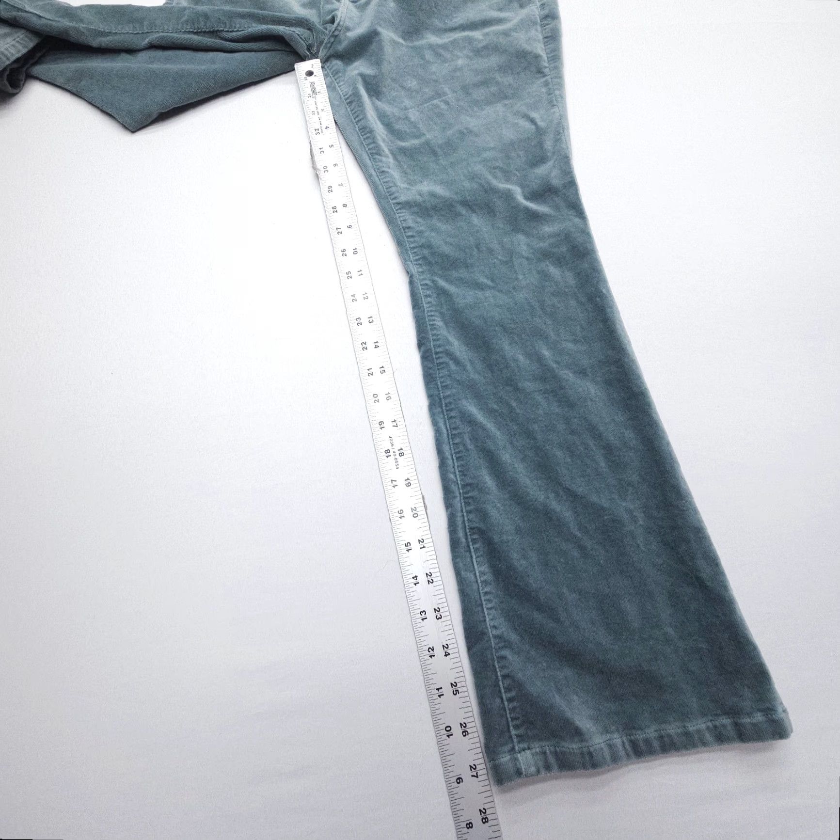 Velvet VINTAGE Ann Mashburn Velvet Flare Jeans Womens 29 Green Crop Stretch Velveteen 27" Insm Size 29" - 5 Thumbnail