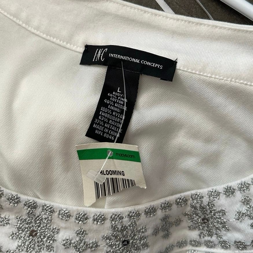 Other inc international concepts white silver embroidered dress Size L / US 10 / IT 46 - 4 Thumbnail