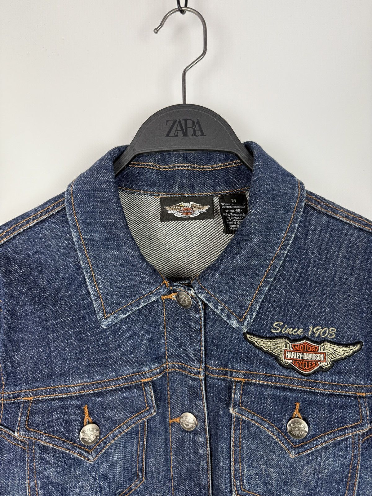 Harley Davidson Y2K Harley Davidson Logo Embroidery Denim Jacket Size M / US 6-8 / IT 42-44 - 4 Thumbnail