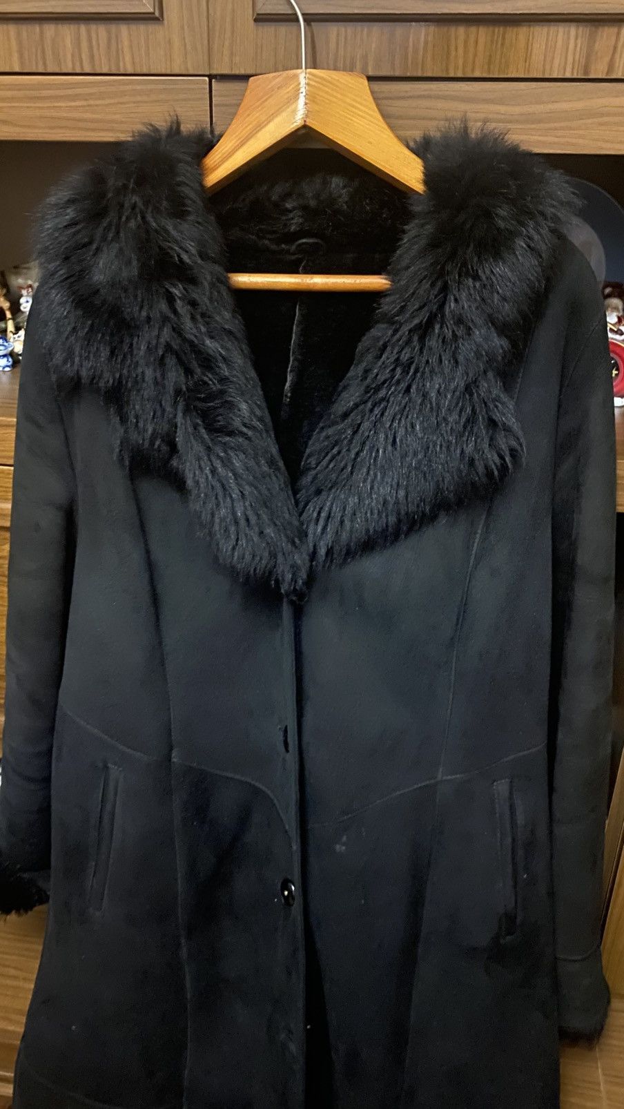 Leather Vintage Vampy Faux Fur Embroidery Black Afghan Coat Size XL / US 12-14 / IT 48-50 - 2 Thumbnail