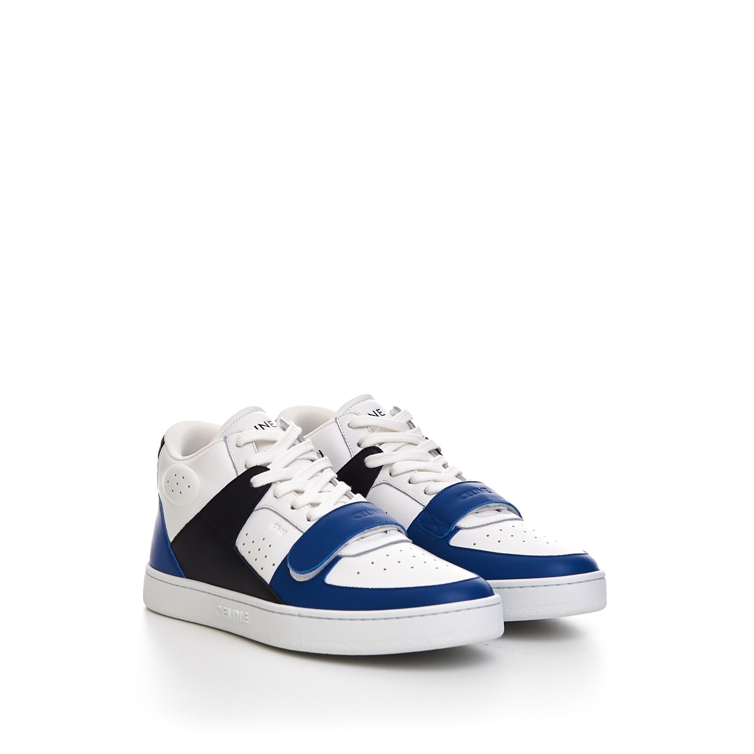 Celine CT-02 Mid Sneaker With Scratch In Optic White & Blue