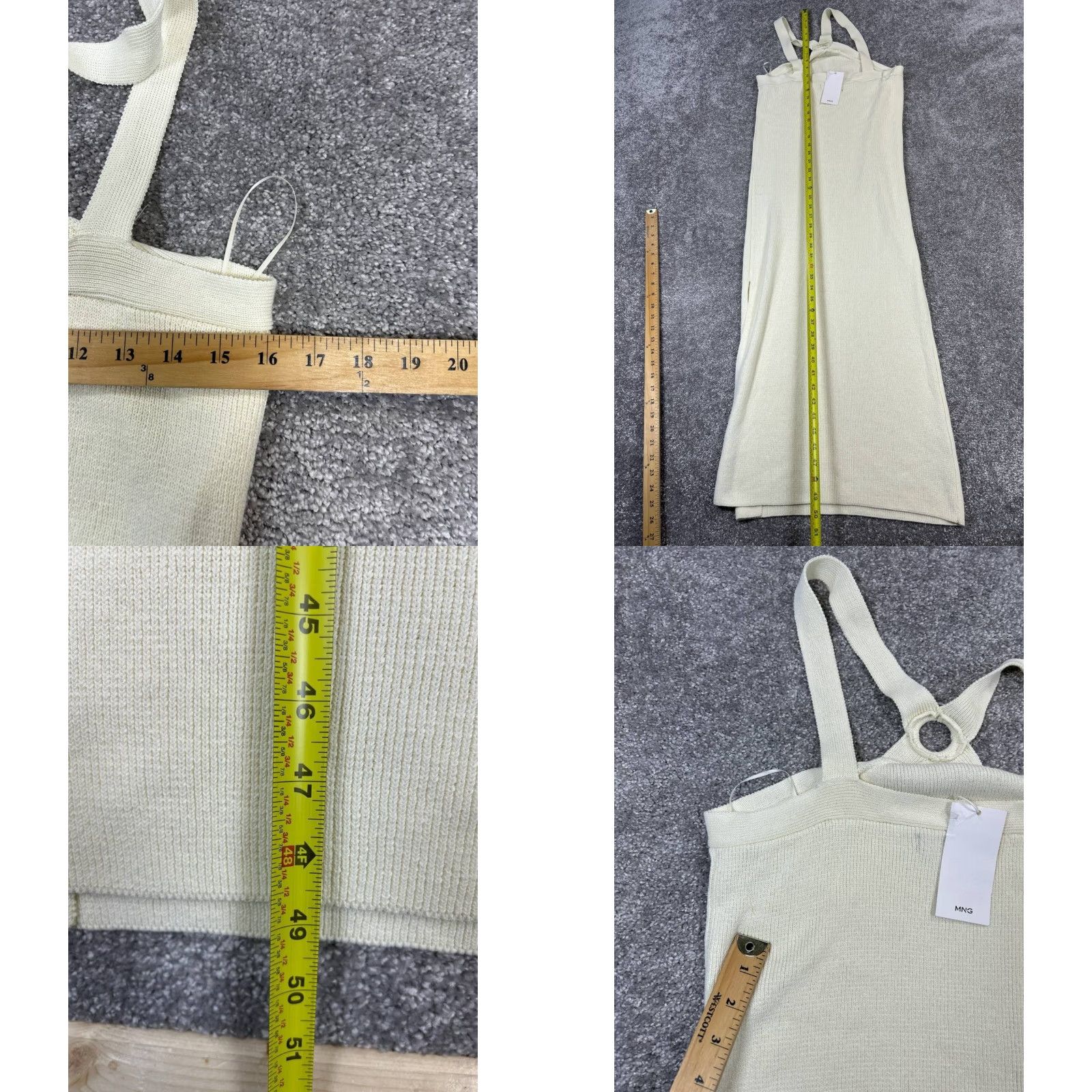 Vintage Mng Cotton Knit Midi Dress Womens Large Beige Sleeveless Cowl Neck Casual Summer Size L / US 10 / IT 46 - 8 Thumbnail
