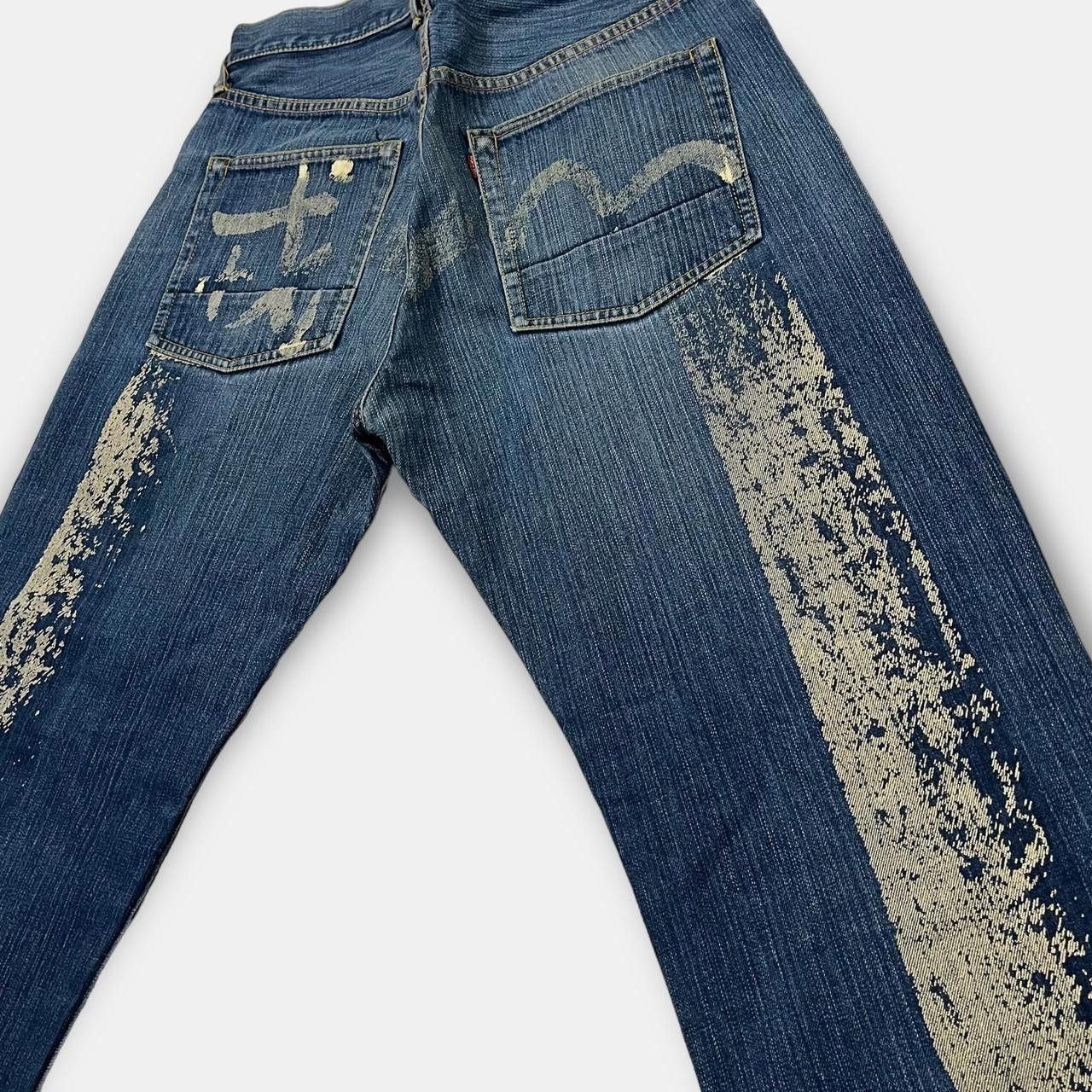 Evisu Evisu Men's Blue and Yellow Jeans Size US 33 - 2 Thumbnail