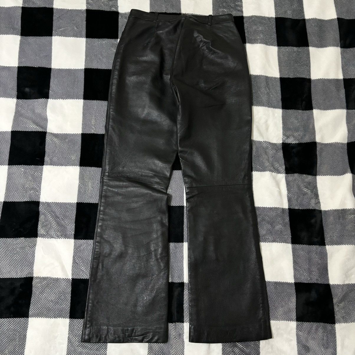 Genuine Leather × Leather × Vintage Vintage 1990s Black Leather Flare Pants Size 27" / US 4 / IT 40 - 5 Thumbnail