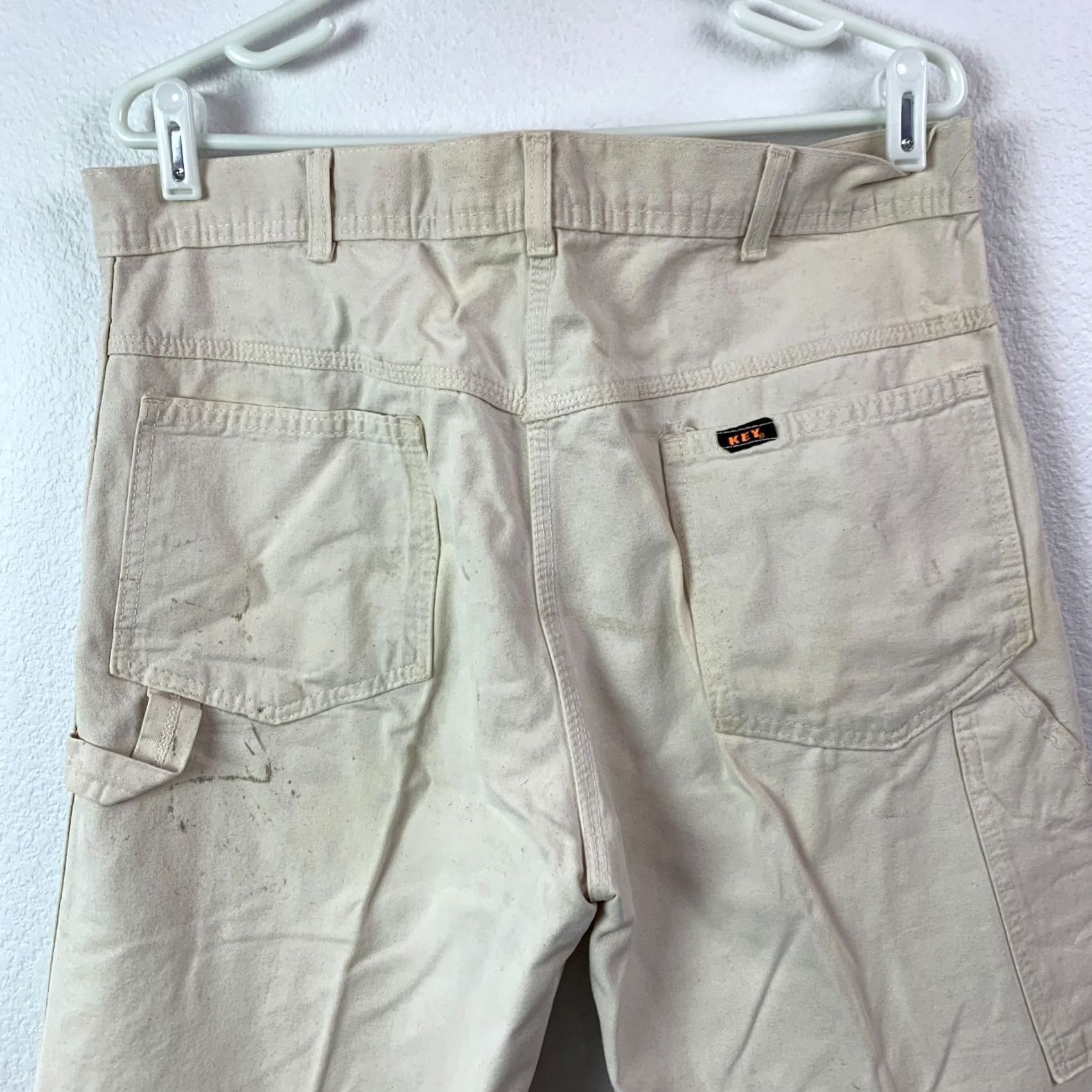 Vintage VINTAGE Key White Carpenter Jeans Painter Pants 36 x 32 Denim Jeans Mens Straight 5-Pocket Design Vintage Yes Size US 36 / EU 52 - 7 Thumbnail