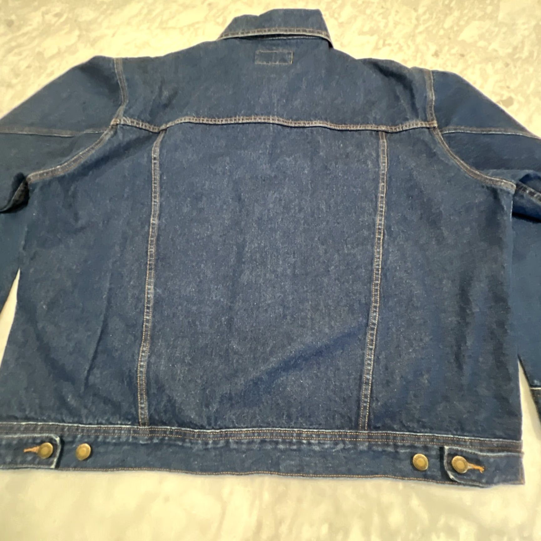 Wrangler VINTAGE Wrangler Rugged Wear Jean Jacket Mens 2XL Blue Denim Jacket USA Logo Embroidered Pockets Button Front Casual Workwear Men Size US 39 - 6 Thumbnail