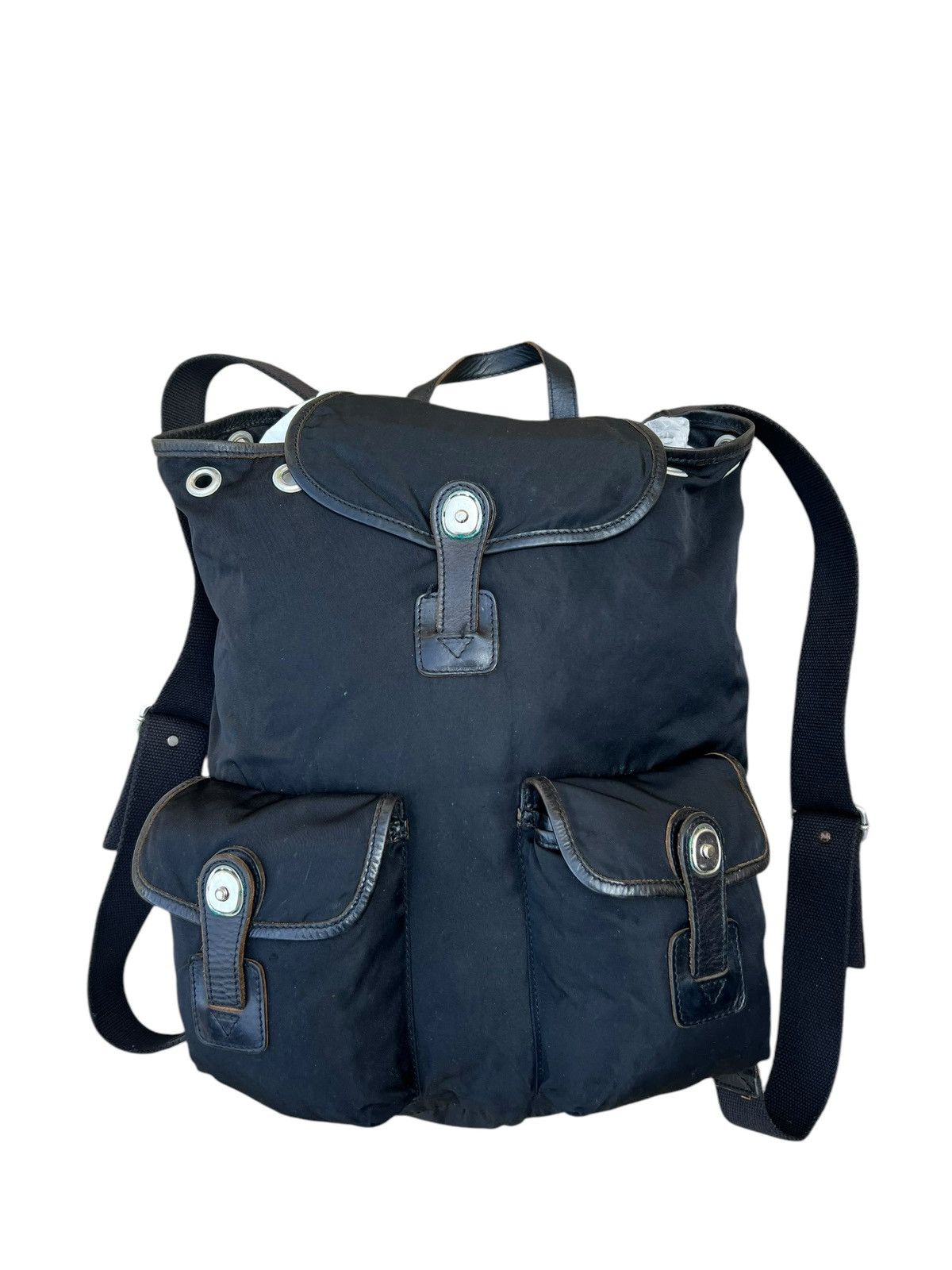 Felisi Vintage Felisi Italy Distress Hybrid Nylon Leather Backpack Size ONE SIZE - 7 Thumbnail