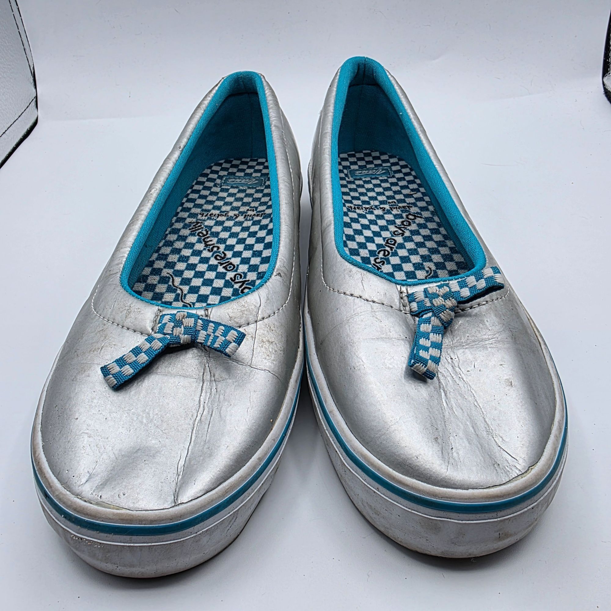 Vans Vans X David & Goliath Womens Size 10 Silver Flat Slip On Sh Size US 10 / IT 40 - 2 Thumbnail