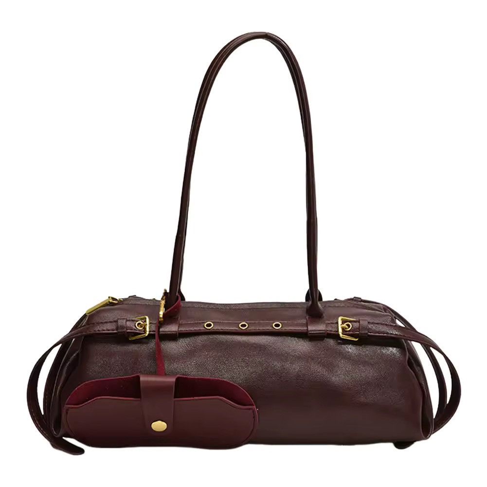 Designer Retro Vintage Style Shoulder PU Leather Bowling Bag Size ONE SIZE - 5 Thumbnail